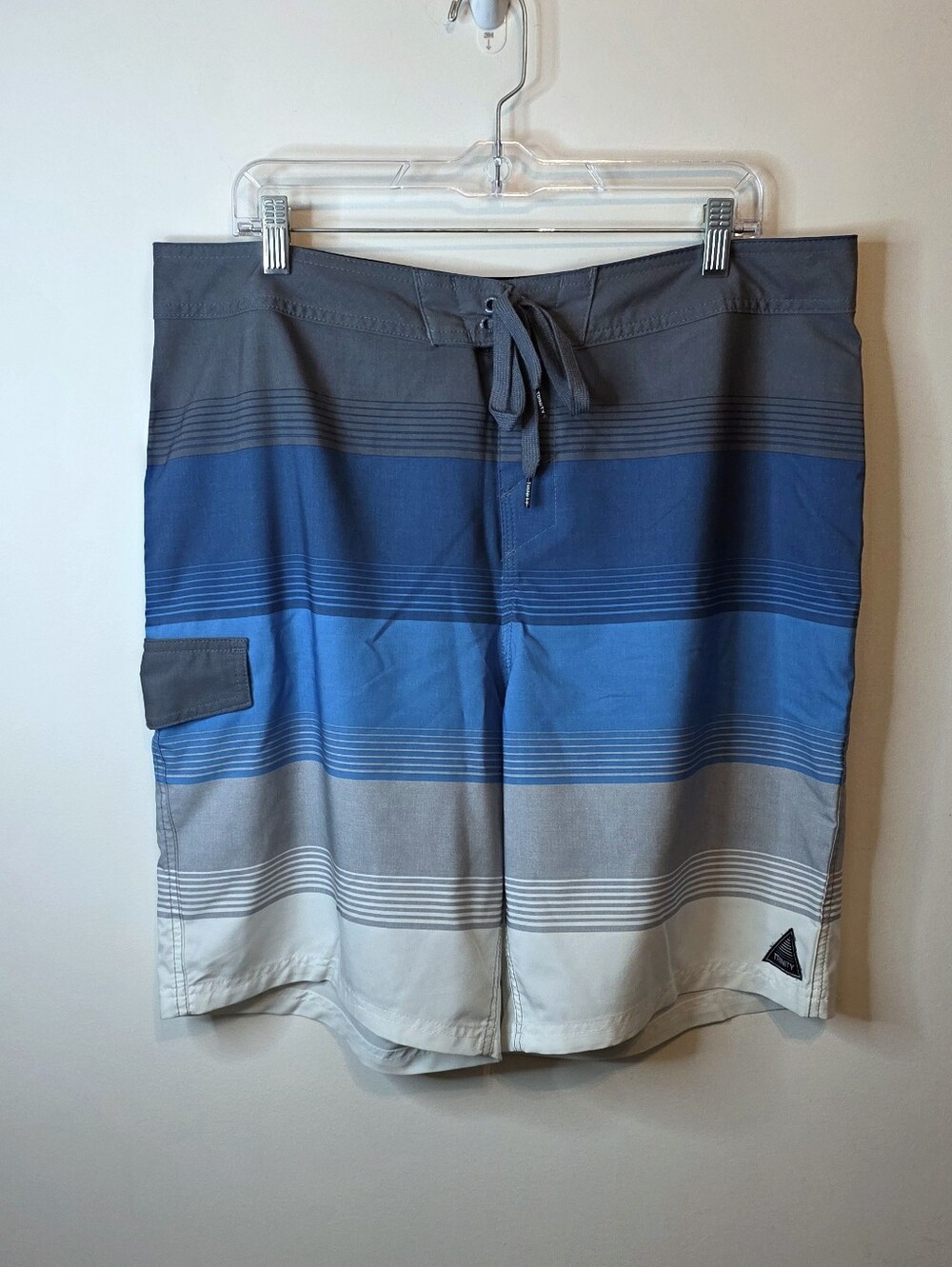 Trinity Collective Blue Gray Striped Board Shorts Swim Trunks Size 36